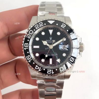 Swiss 3186 Rolex GMT-Master II Noob Factory Watches - 904L Steel Black Dial